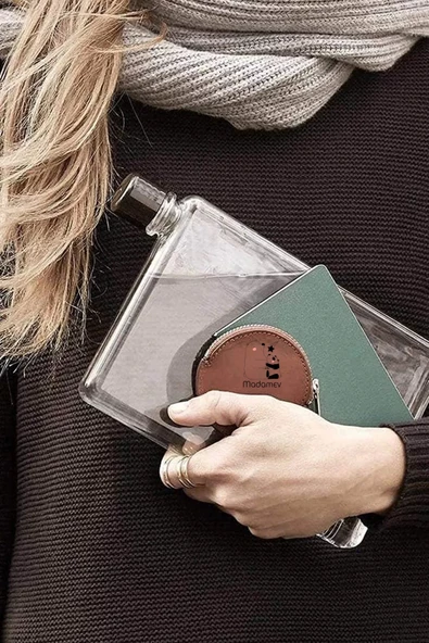 A5 Bottle Motivasyon Su Matarası Şeffaf Notebook Taşınabilir Sporcu Suluk Su Şişesi 350ml - 3