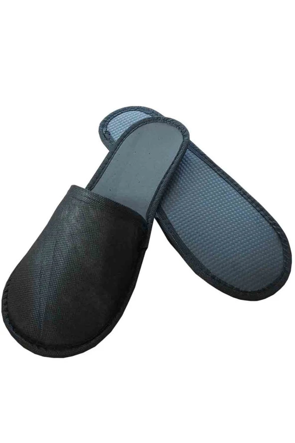 100 Çift Çevre Biyeli Kalın Taban Siyah Tela Otel Terliği Tek Kullanımlık Kullan At ürün görseli 1