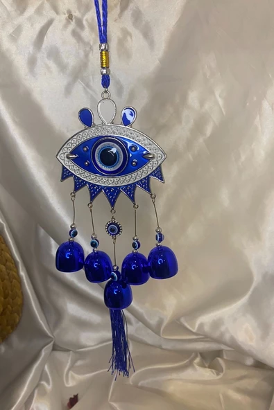 Deprem Zili Çanı Rüzgar Çanı Zili Feng Shui Ejderha Yılı Koruyucu Telkari Göz NAzar Boncuğu Objeli - Resim 5