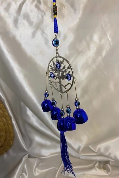 Deprem Zili Çanı Duvar Rüzgar Çanı Zili Feng Shui Ejderha Yılı Koruyucu Hayat Yaşam Ağacı Telkari 5 Çanlı Nazar Boncuğu - Resim 2