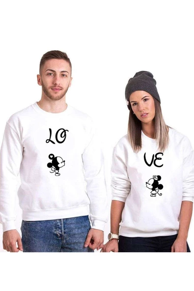 Tshirthane Lo Ve Öpücük Mause Sevgili Kombinleri Sweatshirt Kombini