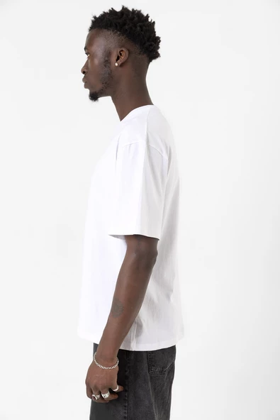 Kırım Tatar Tamga Beyaz Erkek Oversize Tshirt - 5