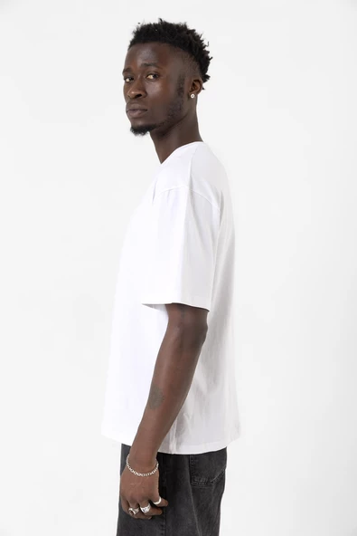 Kırım Tatar Tamga Beyaz Erkek Oversize Tshirt - 4