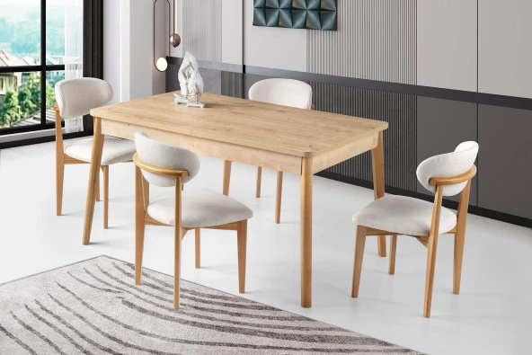 Erezoğulları Mobilya Safir Norte Salon Yemek Masa Sandalye Takımı 90x145
