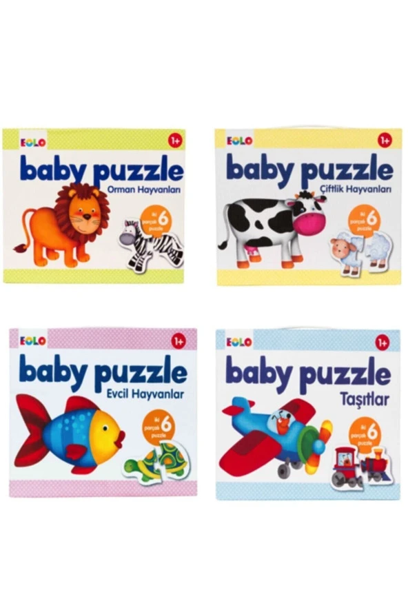 Baby Puzzle 4 Lü Set ( Çiftlik Hayvanları - Evcil Hayvanlar - Taşıtlar - Orman Hayvanları )