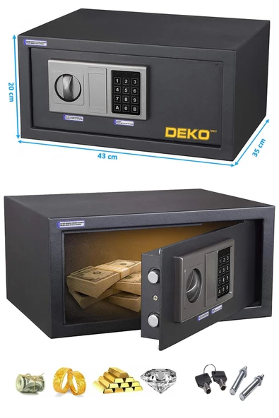 Elektronik Şifreli Çelik Ofis Ev Otel Tipi Çelik Büyük Boy Para Kasası Laptop Tipi Kasa 20x35x43cm - 2