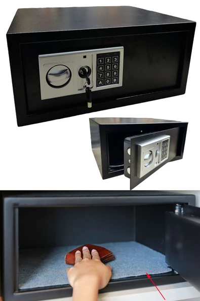 Elektronik Şifreli Çelik Ofis Ev Otel Tipi Çelik Büyük Boy Para Kasası Laptop Tipi Kasa 20x35x43cm - 3