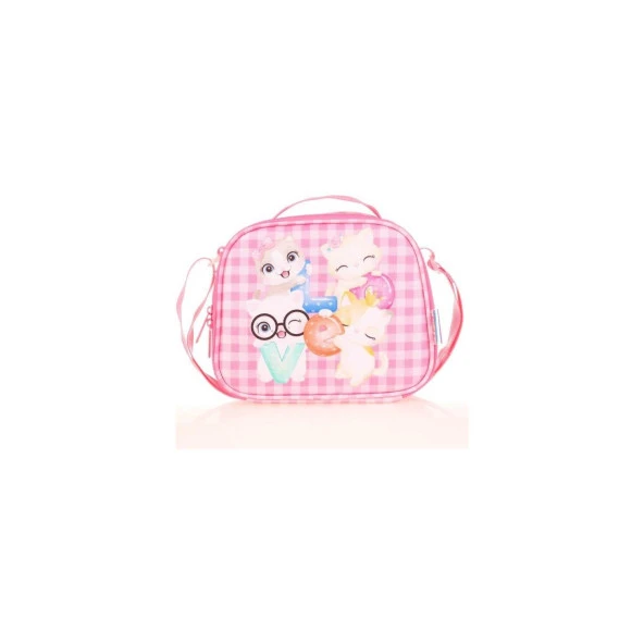 Kaukko Kids Beslenme Çantası Sweet Love Pembe Isı Yalıtımlı Termos Beslenme Çantası