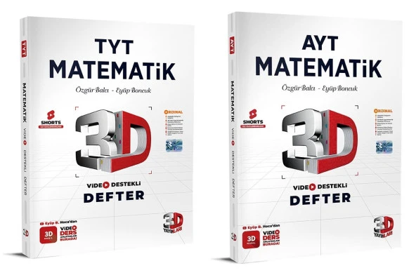 3D Yayınları Tyt + Ayt Matematik Video Destekli Defter Seti 2 Kitap