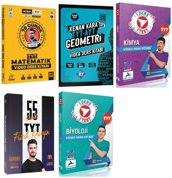 Tyt Matematik Mert Hoca + Geometri Kenan Kara + Özcan Aykın Fizik + Biosem Biyoloji + Meschemykimya Video Ders Kitabı Seti 5 Kitap