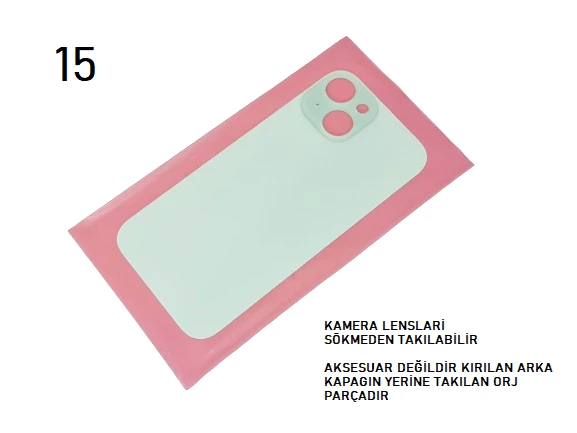 iPhone 15 Arka Pil Batarya Kapağı (CAM) YEŞİL ürün görseli 1