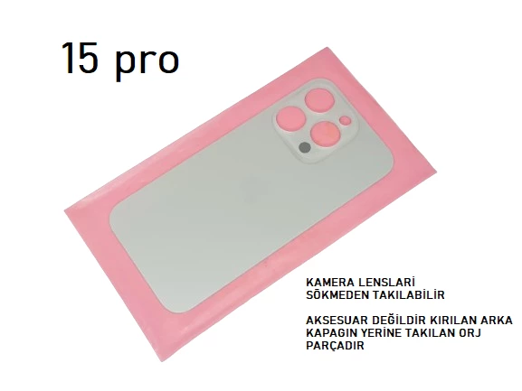 iPhone 15 PRO Arka Pil Batarya Kapağı (CAM) GRİ ürün görseli 1