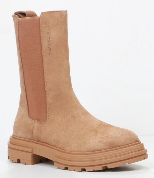 Hammer Jack 455-2335-Z Tapera Hakiki Deri Chelsea Uzun Kadın Bot - Resim 6