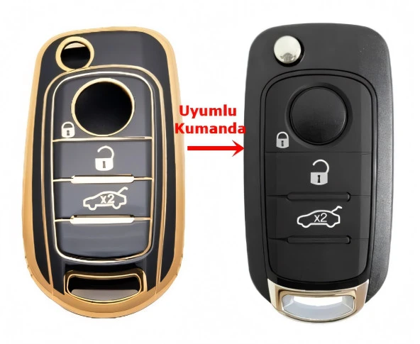 Fiat Egea Uyumlu Nano Anahtar Kumanda Kılıfı Oto Anahtarlık 3 Tuşlu Siyah - Resim 4