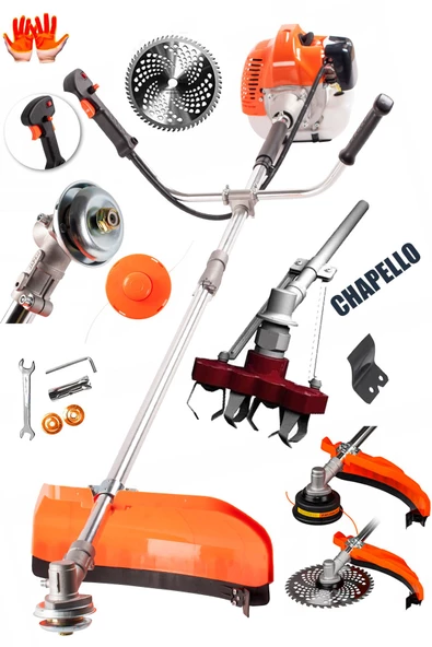 Germany 4x4 Metal Şanzıman 20HPX Yan Tipi Benzinli Motorlu Ot Çalı Tırpanı + Chapello Eşeleme Başlık - 2