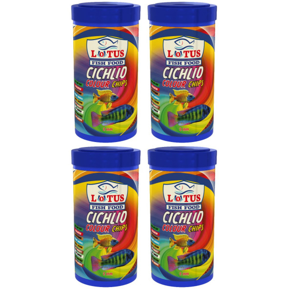 Amore Cichlid Red Granules 3kg Kova 44-Protein, Lotus 4x250ml Malawi Ciklet Color Balık Yemi - 3