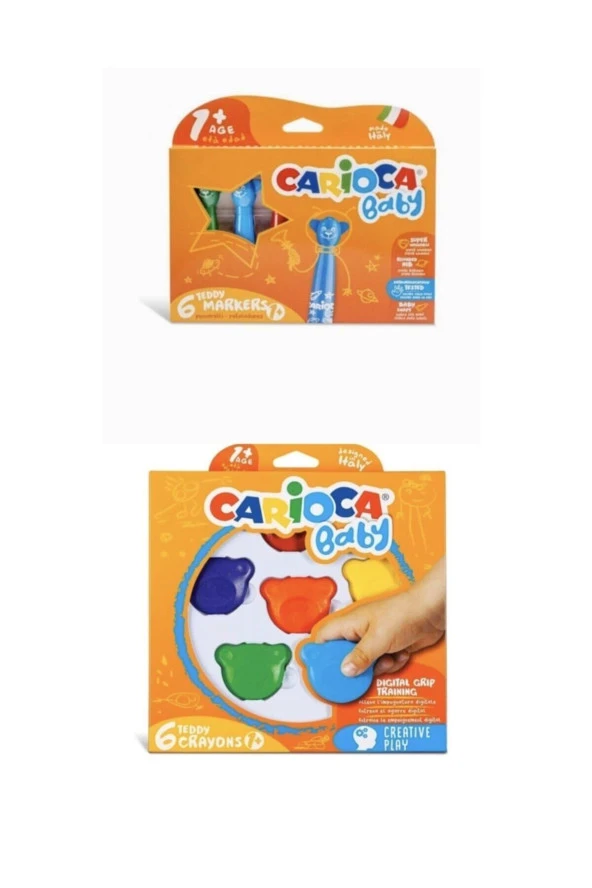 Jumbo Süper Yıkanabilir Keçeli Boya Kalemi 6lı & Baby Teddy Crayons 6lı