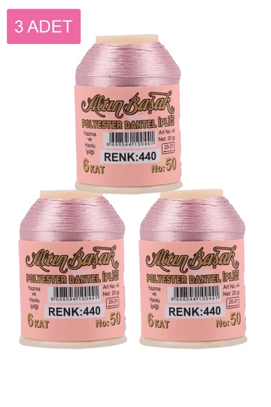 3 Adet Altınbaşak Oya ve Dantel İpi 20 gr - Royaleks - No: 440