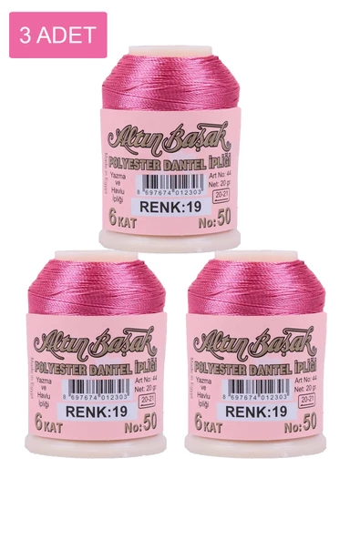 3 Adet Altınbaşak Oya ve Dantel İpi 20 gr - Royaleks - No: 019