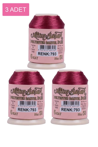 3 Adet Altınbaşak Oya ve Dantel İpi 20 gr - Royaleks - No: 793