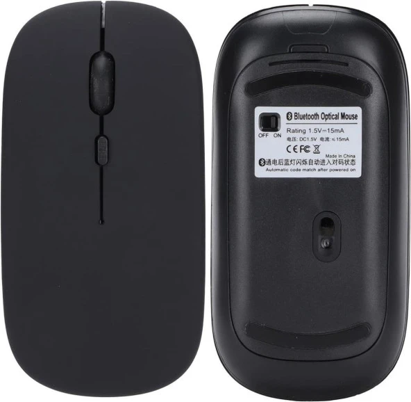 Lenovo Tab M10 TB-X505F 10.1" Uyumlu Kablosuz Bluetooth Pilli Optik Mouse - Siyah - 6