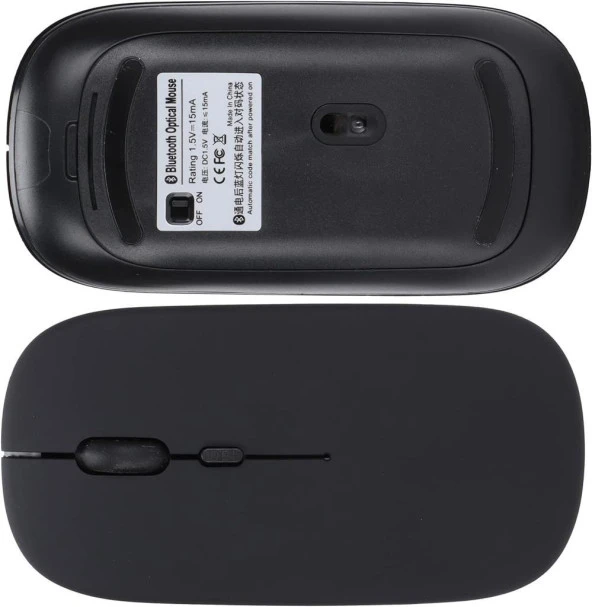 Apple iPad Air - iPad 5 9.7" Uyumlu Kablosuz Bluetooth Pilli Optik Mouse - Siyah - 4