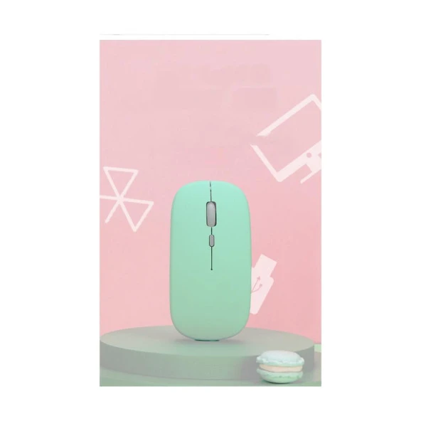 Alcatel Smart Tab 7 7" Uyumlu Kablosuz Bluetooth Pilli Optik Mouse - Yeşil