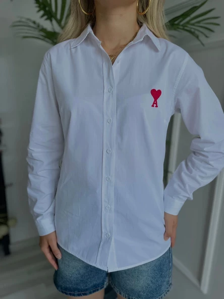 Kadın Nakışlı Gömlek Beyaz - Resim 2