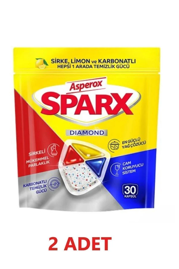 ASPEROX Sparx Bulaşık Makinesi Kapsül 30 Yıkama Yerli Üretim 2 Adet