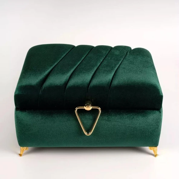 Çizgili Kutu Çeyizlik, Seccade + Tesbih + Kuran Hediye Seti (Çanta Boy, Kadife, Yeşil, Elif-Vav) - Resim 2