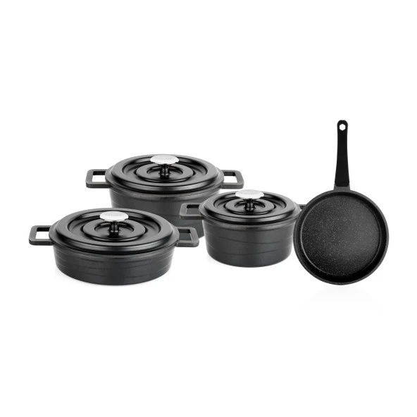 Schafer Pro Cast Döküm Tencere Seti 7 Parça-Siyah - 2