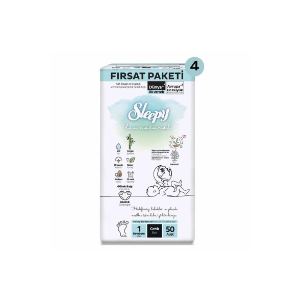 Sleepy Bio Natural Mega Fırsat Paketi Bebek Bezi 1 Numara Newborn 200 Adet - 5
