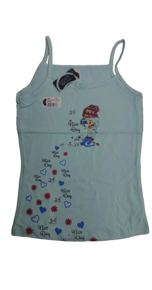 Gümüş Kız Çocuk Likralı Renkli İp Askılı Atlet 3100 - Resim 3