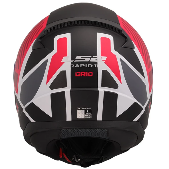 LS2 RAPID 2 GRID MAT BEYAZ-KIRMIZI KASK M - 2