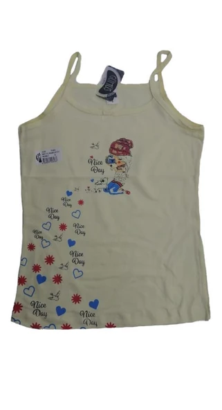 Gümüş Kız Çocuk Likralı Renkli İp Askılı Atlet 3100 - Resim 2