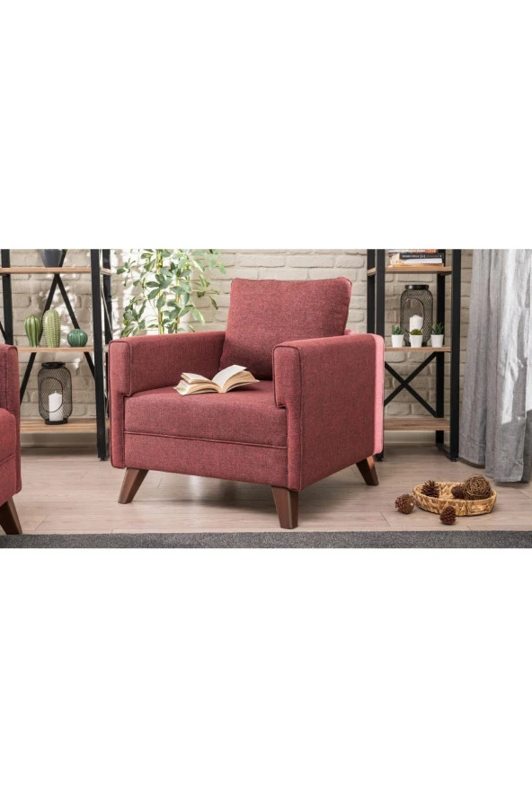 Evdebiz Bella Soft Tekli Koltuk Bordo