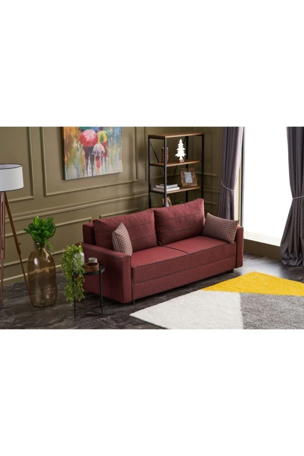 Evdebiz Ece Serisi Yataklı Sandıklı Üçlü Bordo - 2