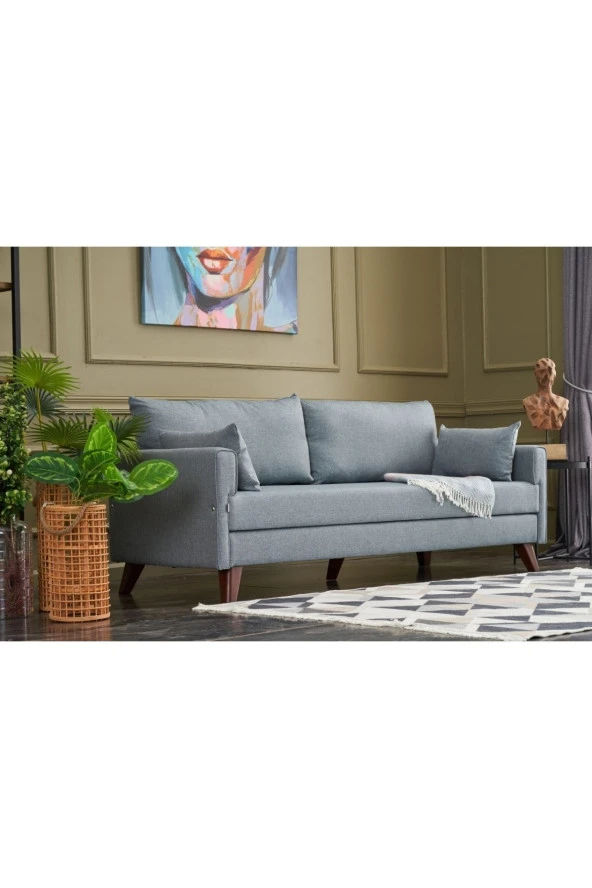 Evdebiz Bella Soft Üçlü Kanepe Mavi - 4