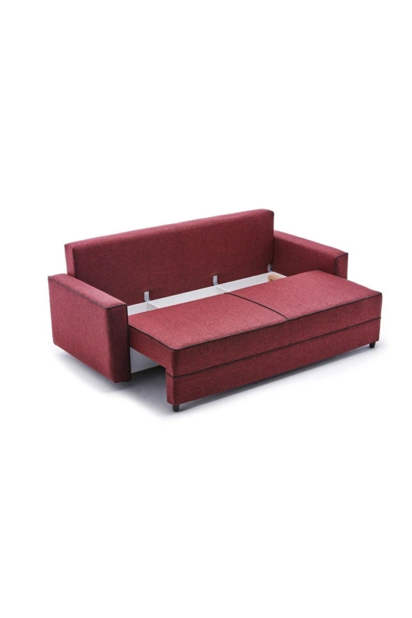 Evdebiz Ece Serisi Yataklı Sandıklı Üçlü Bordo - 5