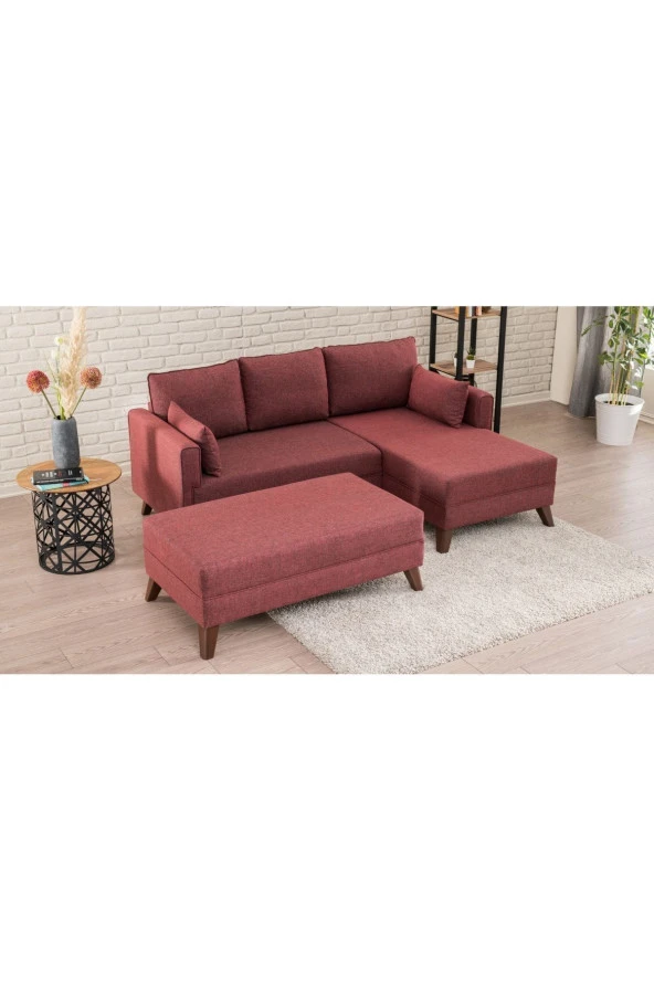 Evdebiz Bella Soft Bordo Mini Köşe Sağ Koltuk