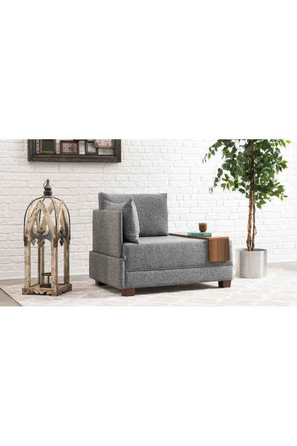 Evdebiz Fly Tekli Koltuk Gri Sol