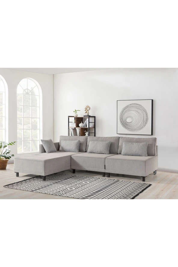 Evdebiz Matris Yataklı Köşe Koltuk Gri Sol