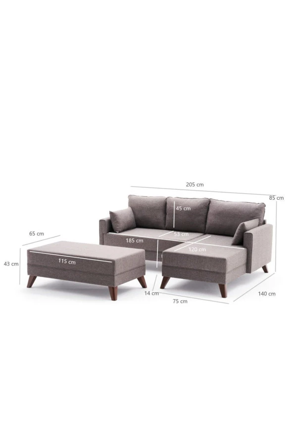 Evdebiz Bella Soft Mini Köşe Kahverengi Sağ - 6