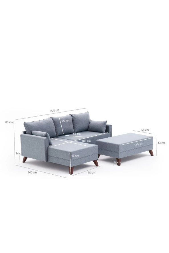 Evdebiz Bella Soft Mini Köşe Mavi Sol - 5