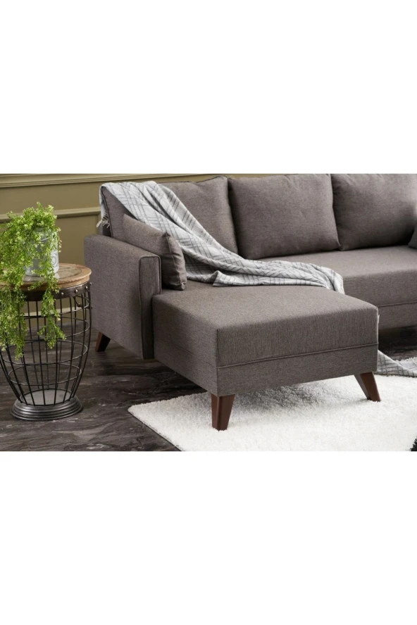Evdebiz Bella Soft Mini  Kahverengi Sol Köşe Takımı - 2