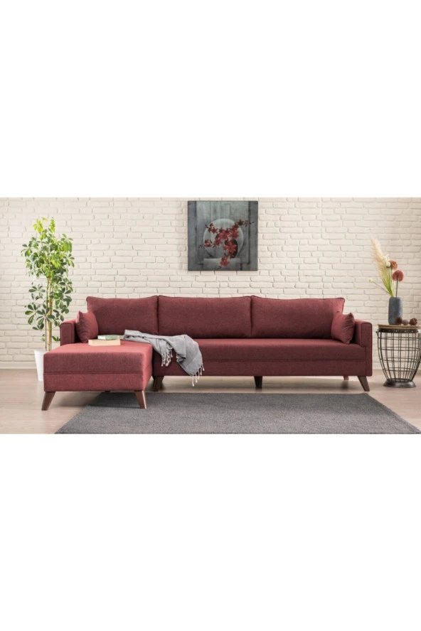 Evdebiz Bella Soft Köşe Koltuk Bordo Sol
