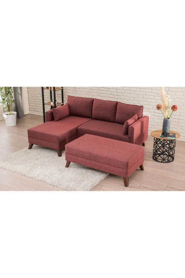 Evdebiz Bella Soft Mini Köşe Bordo Sol