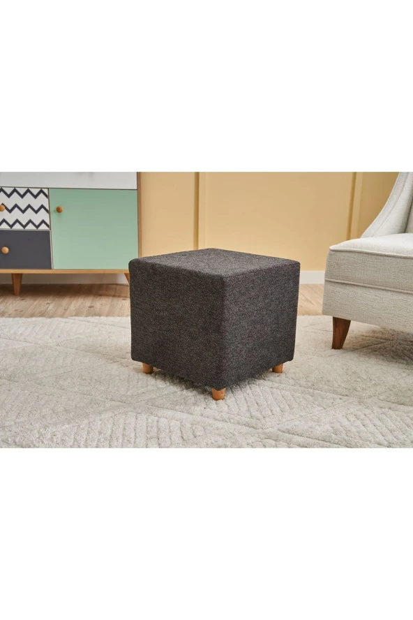 Evdebiz Ranma Ahşap Ayaklı Puf Gabbana Antrasit Bakır