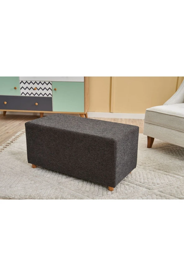 Evdebiz Genma Ahşap Ayaklı Puf Gabbana Antrasit Bakır