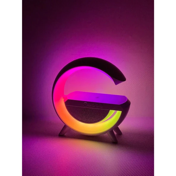 Kablosuz Telefon Şarj Bluetooth Hoparlör Istasyonu Ses Rgb Atmosfer Gece Işık BT-2301 - 4